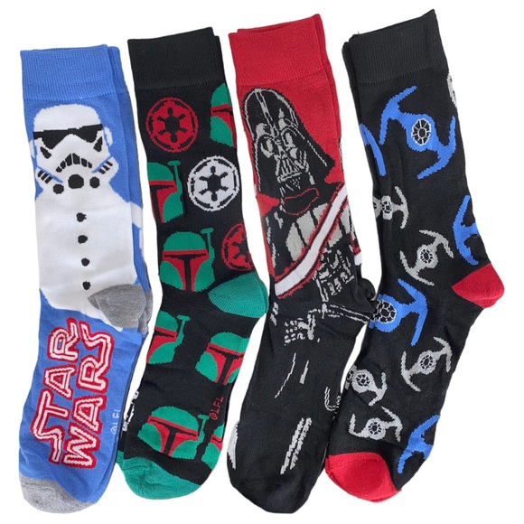 STAR WARS ☆ 4 Pairs Men’s Crew Socks ☆ Shoe Size 6-12 - Picture 1 of 1